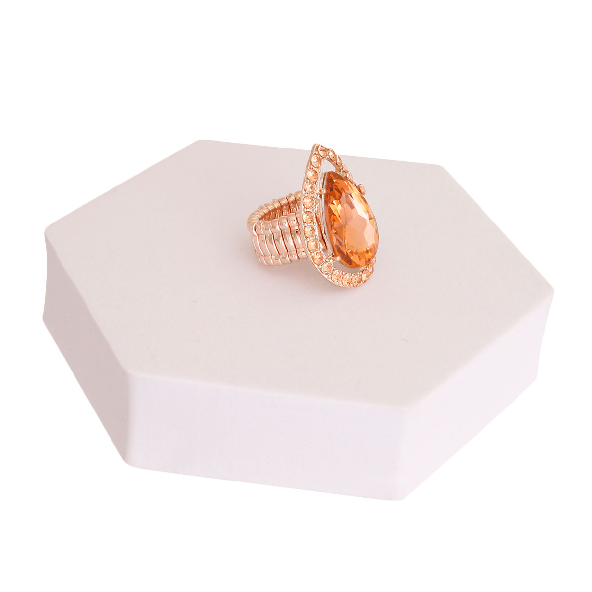 Rose Gold Teardrop Crystal Halo Ring