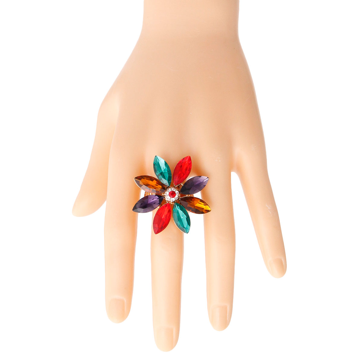 Multi Color Marquise Flower Ring