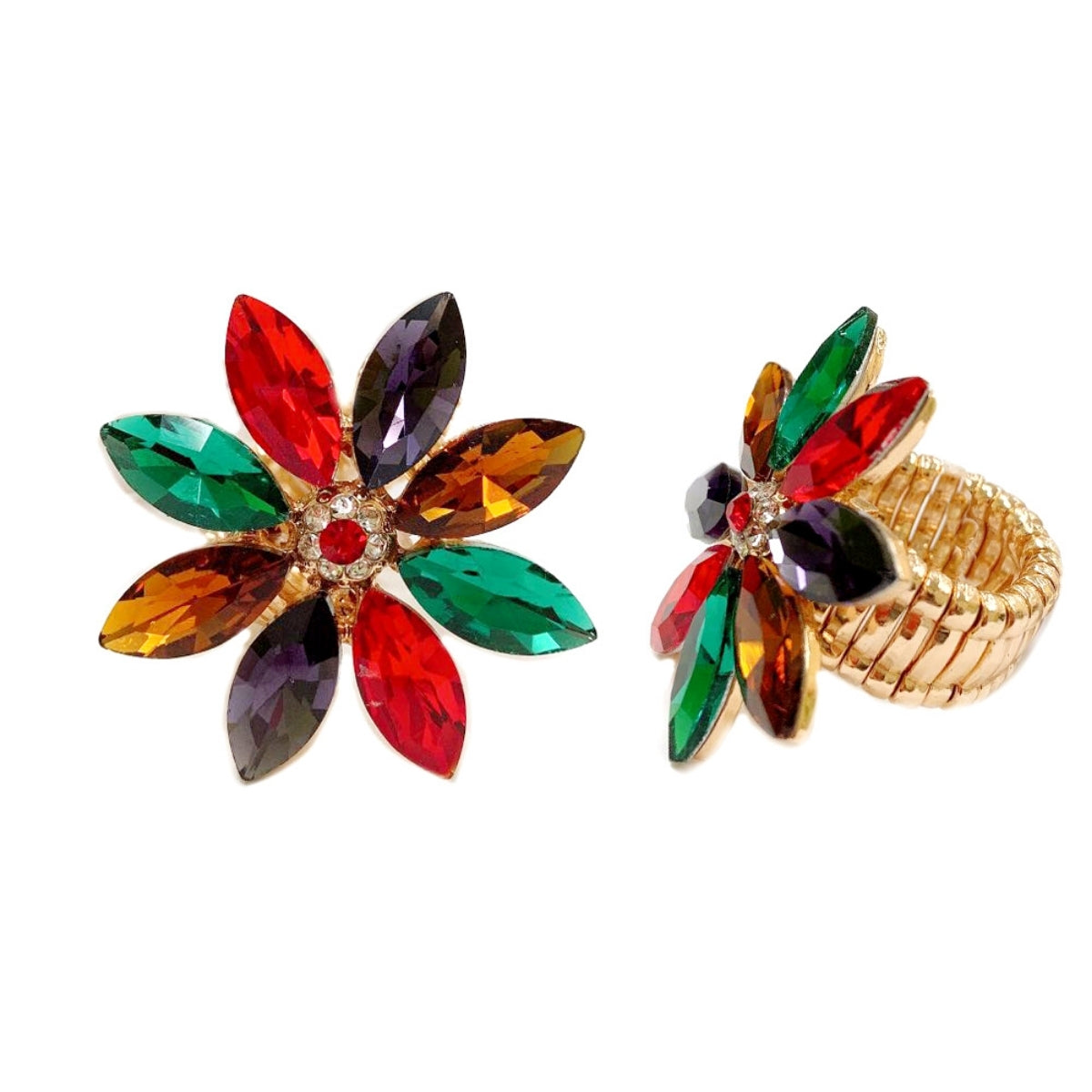 Multi Color Marquise Flower Ring