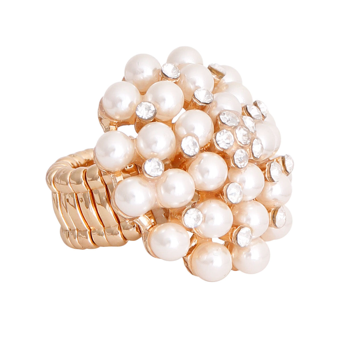 Cream Pearl Round Cluster Ring