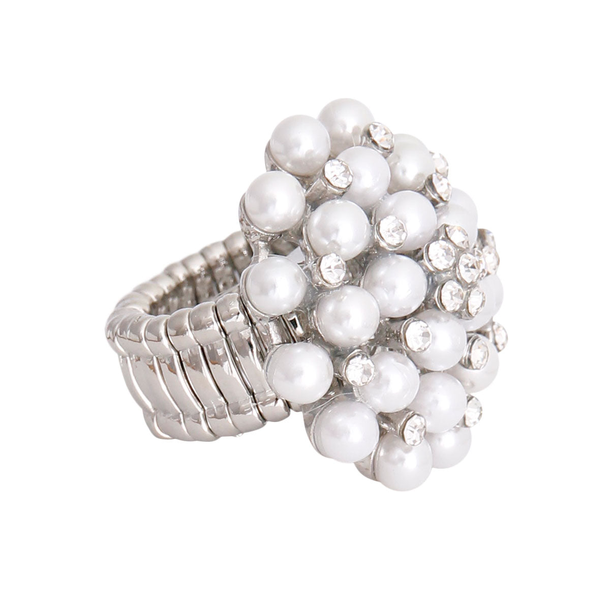 White Pearl Round Cluster Ring