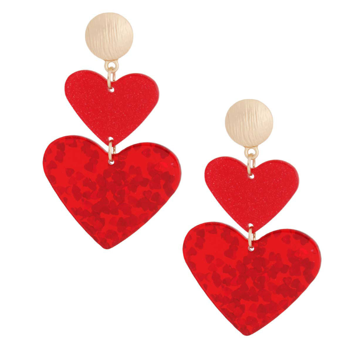 Red Double Heart Earrings