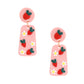 Pink Clay Strawberry Trapezoid Earrings