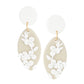 White Tan Clay Marquise Flower Bridal Earrings