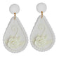 White Ivory Clay Teardrop Flower Bridal Earrings