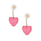Gold Fuchsia Heart Huggie Hoops