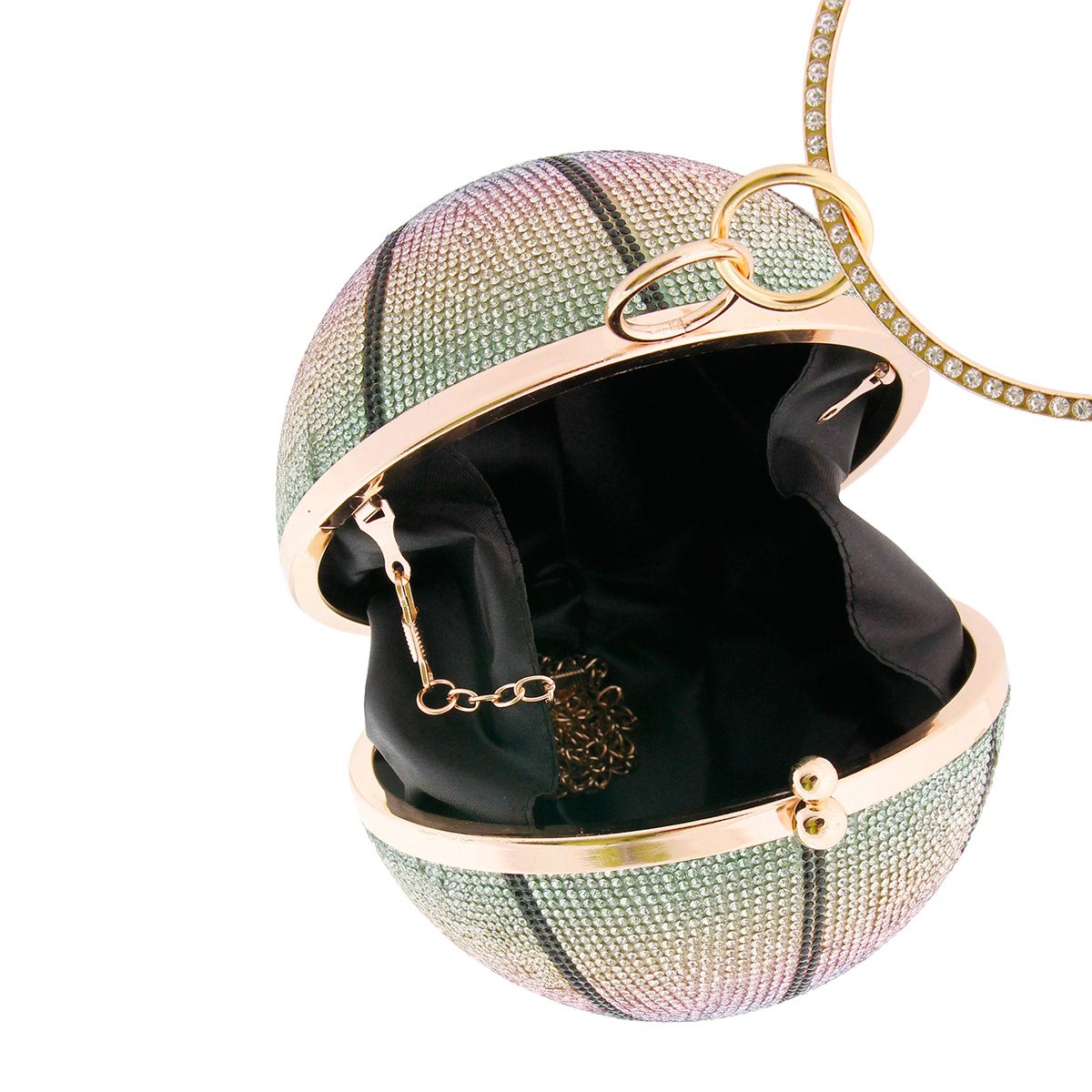 Green Multi Rhinestone Basketball Clutch