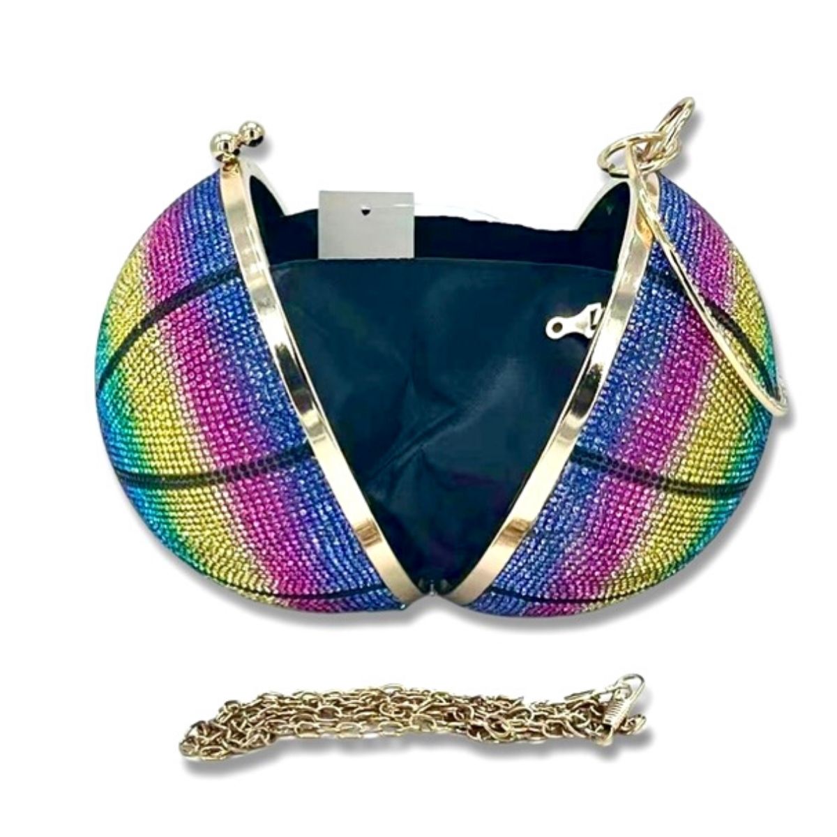Rainbow Rhinestone Basketball Clutch