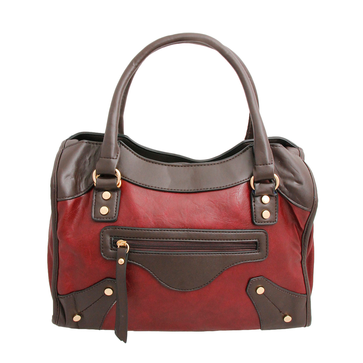 Red and Brown Trim Leather Bag
