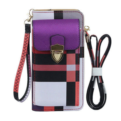 Purple Plaid Cellphone Wallet