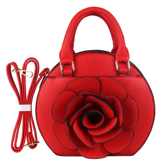 Red Rose Rounded Handbag