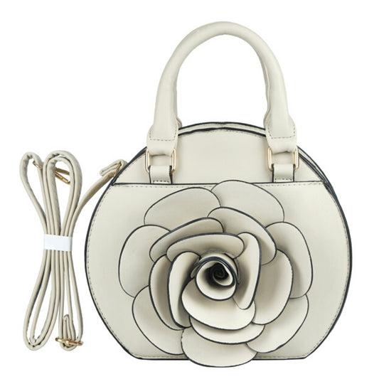 White Rose Rounded Handbag