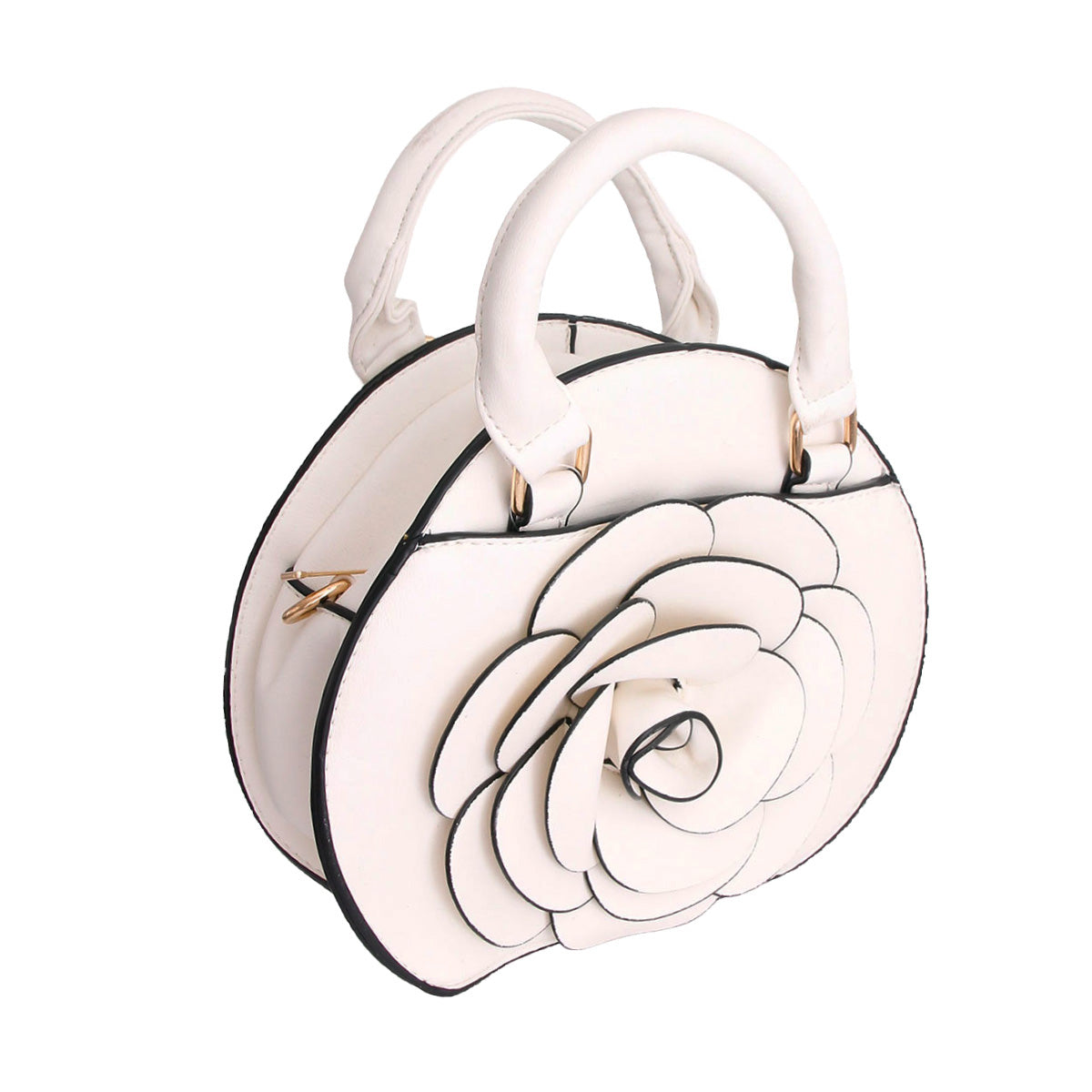 White Rose Rounded Handbag