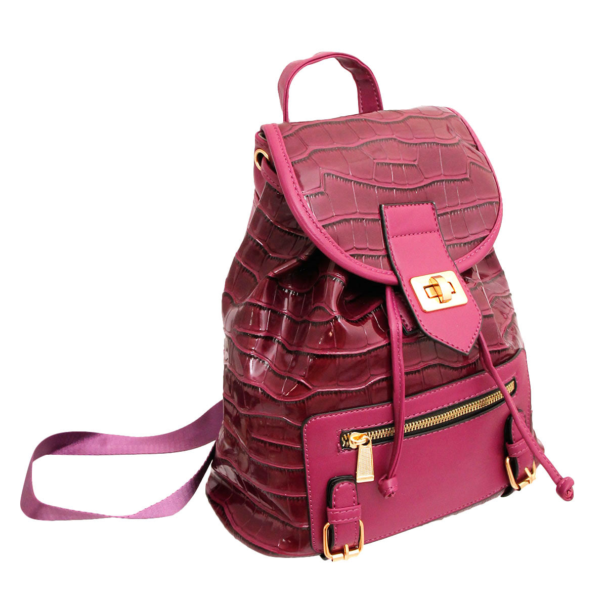 Purple Croc Cinch Backpack Set