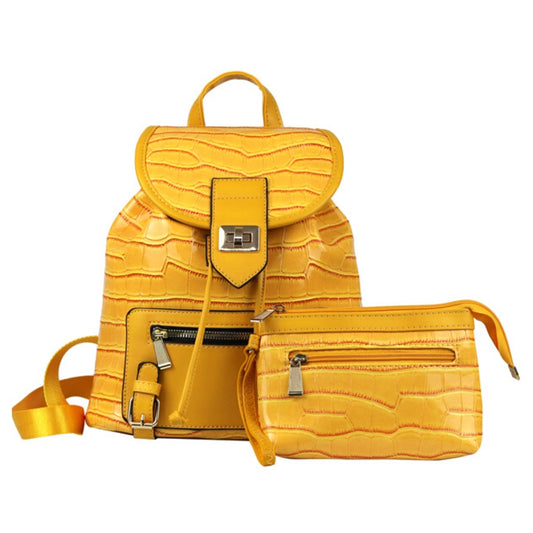 Yellow Croc Cinch Backpack Set