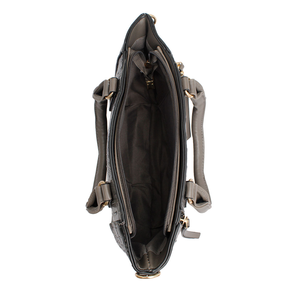 Gray Croc Tote Pouch Set