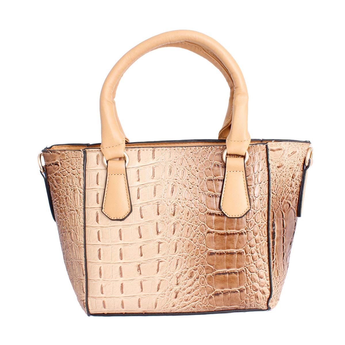 Light Brown Croc Tote Pouch Set