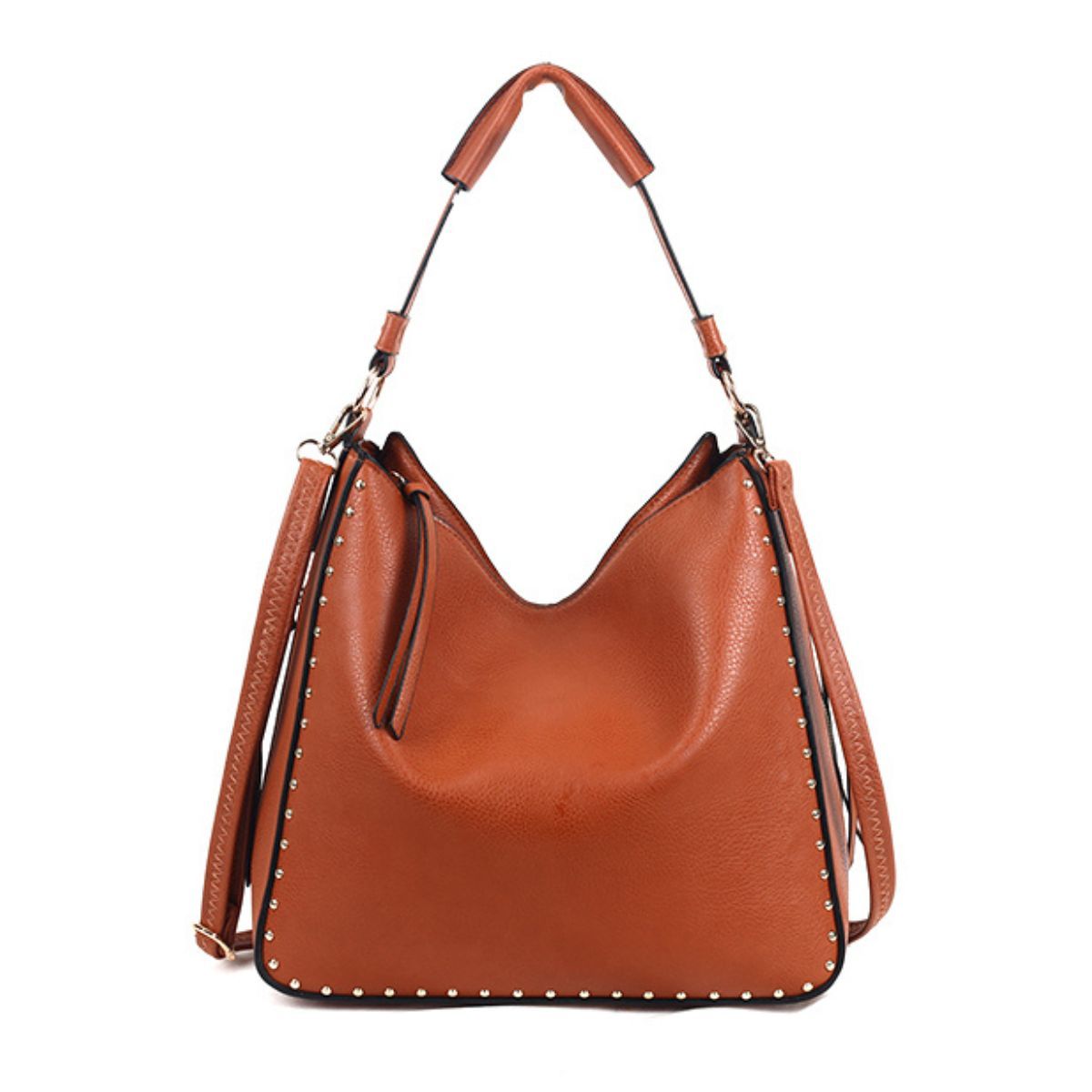 Camel Studded Hobo Bag