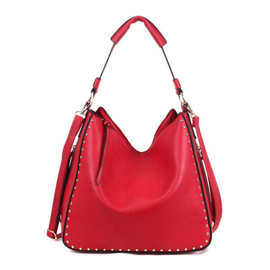 Red Studded Hobo Bag