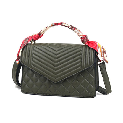 Olive Quilted Scarf Crossbody