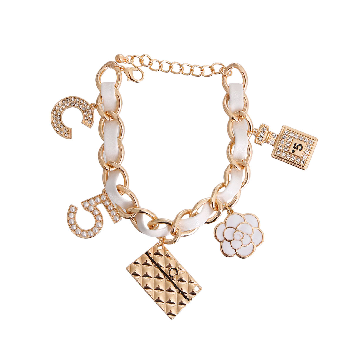 Designer CC Charms Gold White Bracelets