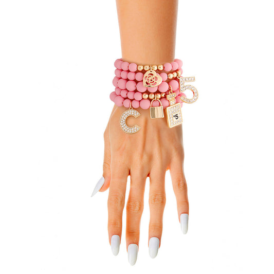 Matte Pink Boutique Charm Bracelets