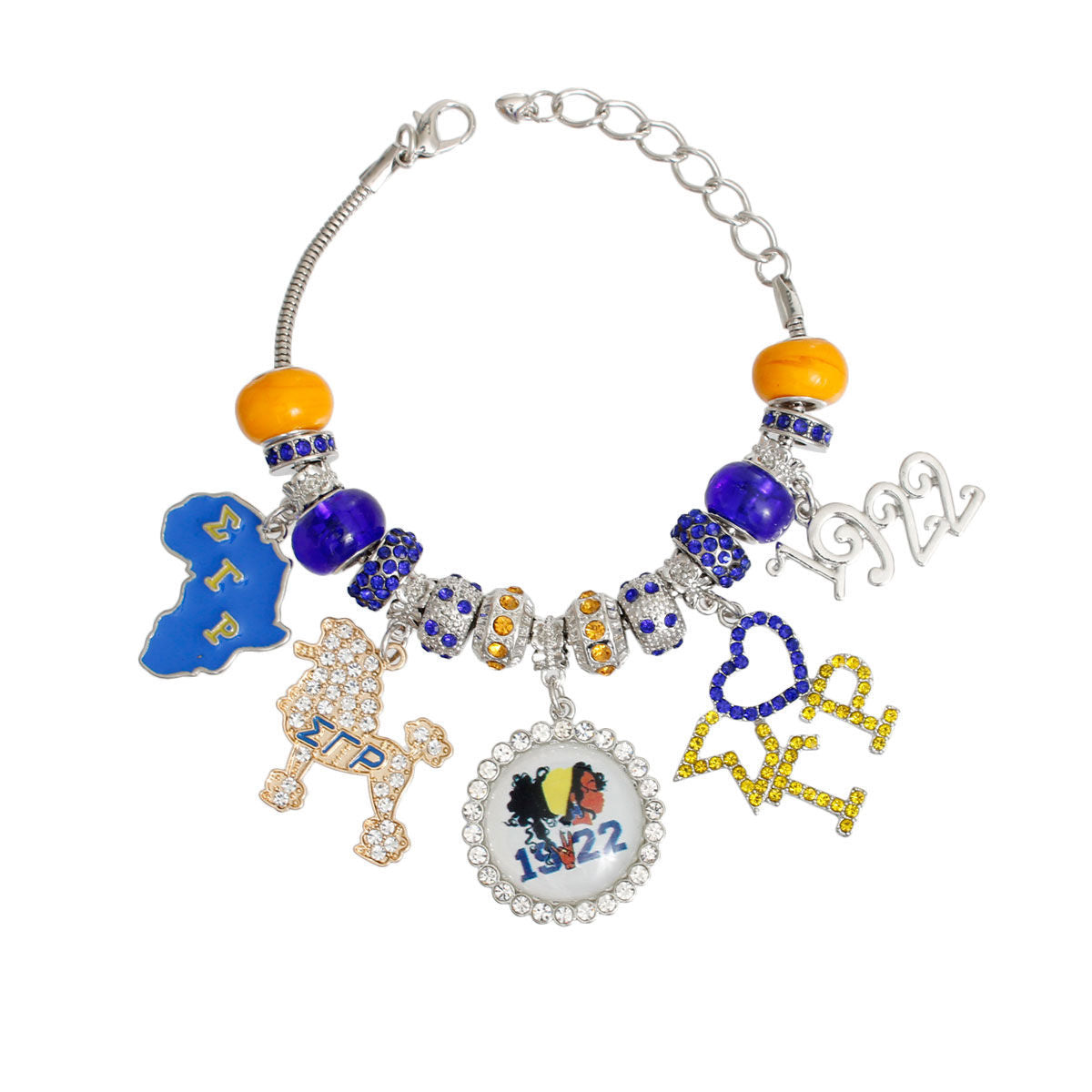 Blue Gold Sorority Charm Bracelet