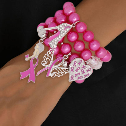 Pink Cancer Charm Bracelets