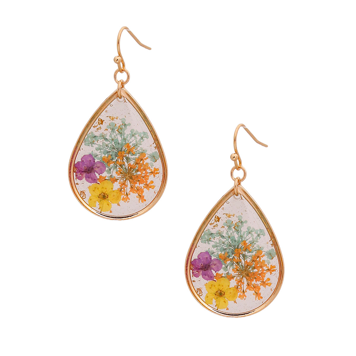 Flower Resin Teardrop Earrings