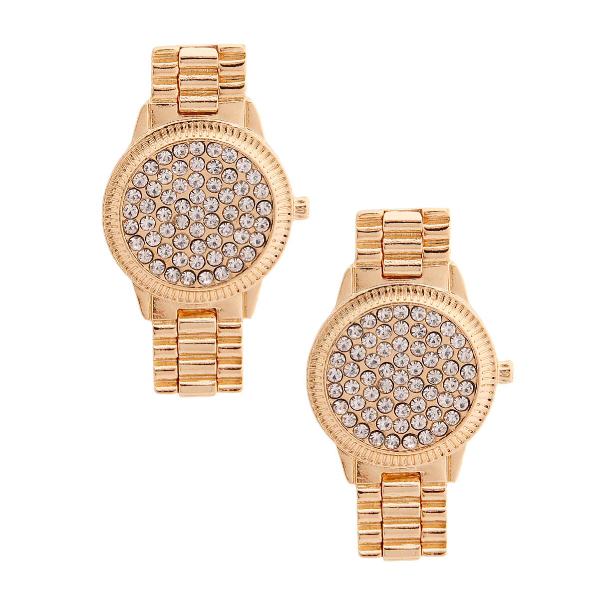 Designer Gold Watch Earrings