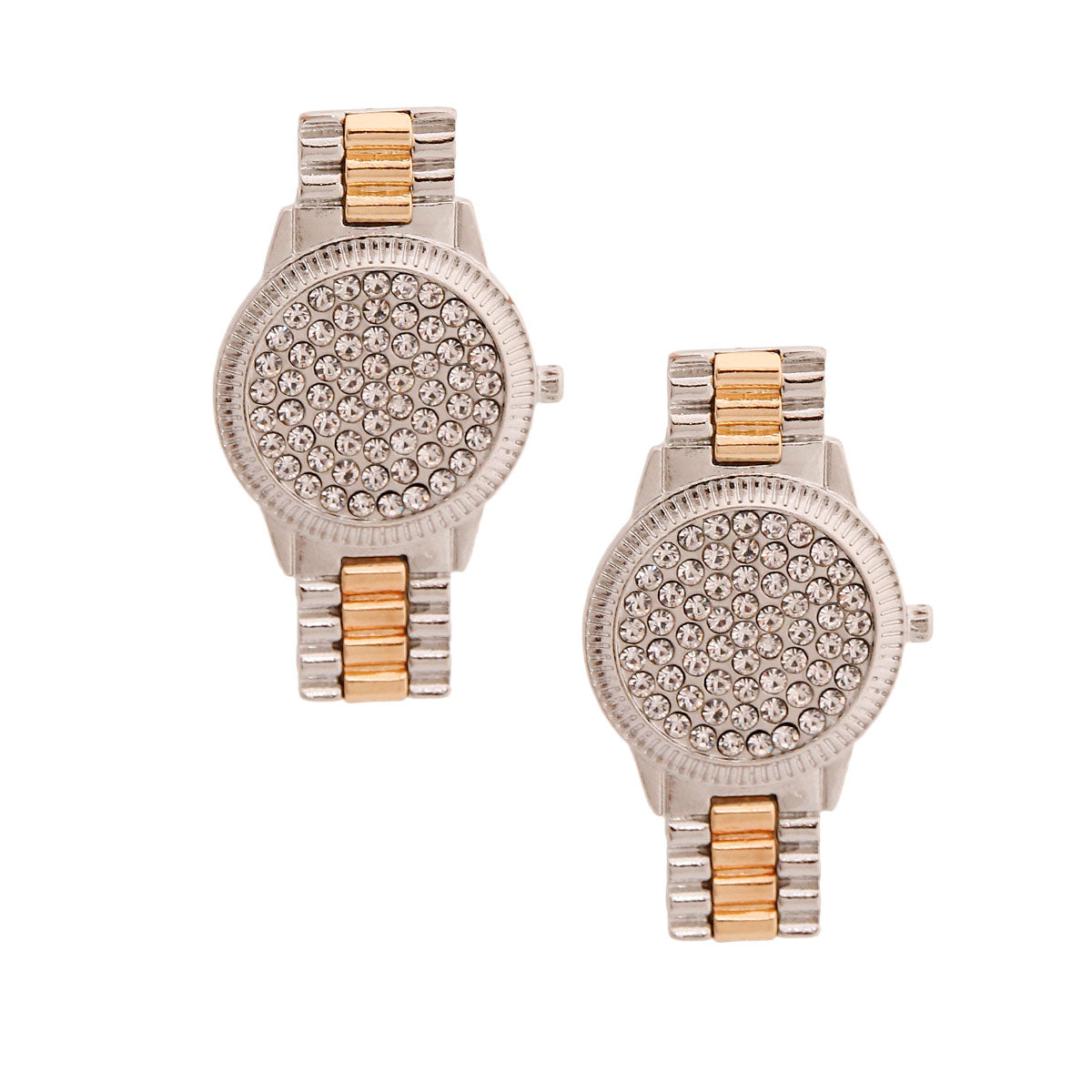 Designer Mixed Metal Watch Earrings