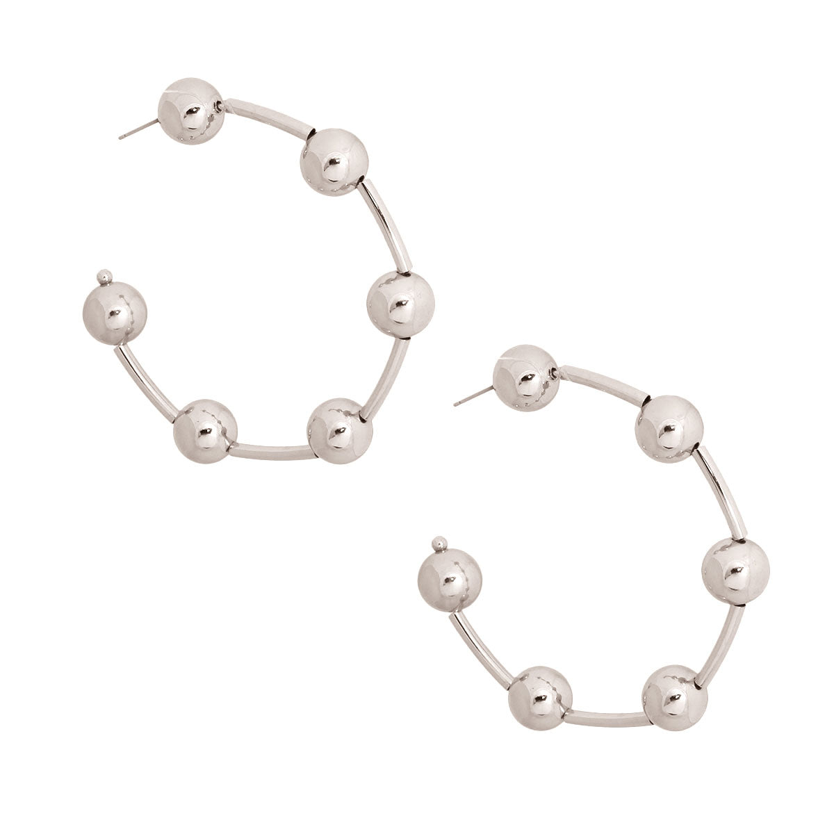 Silver Ball and Bar Hoops