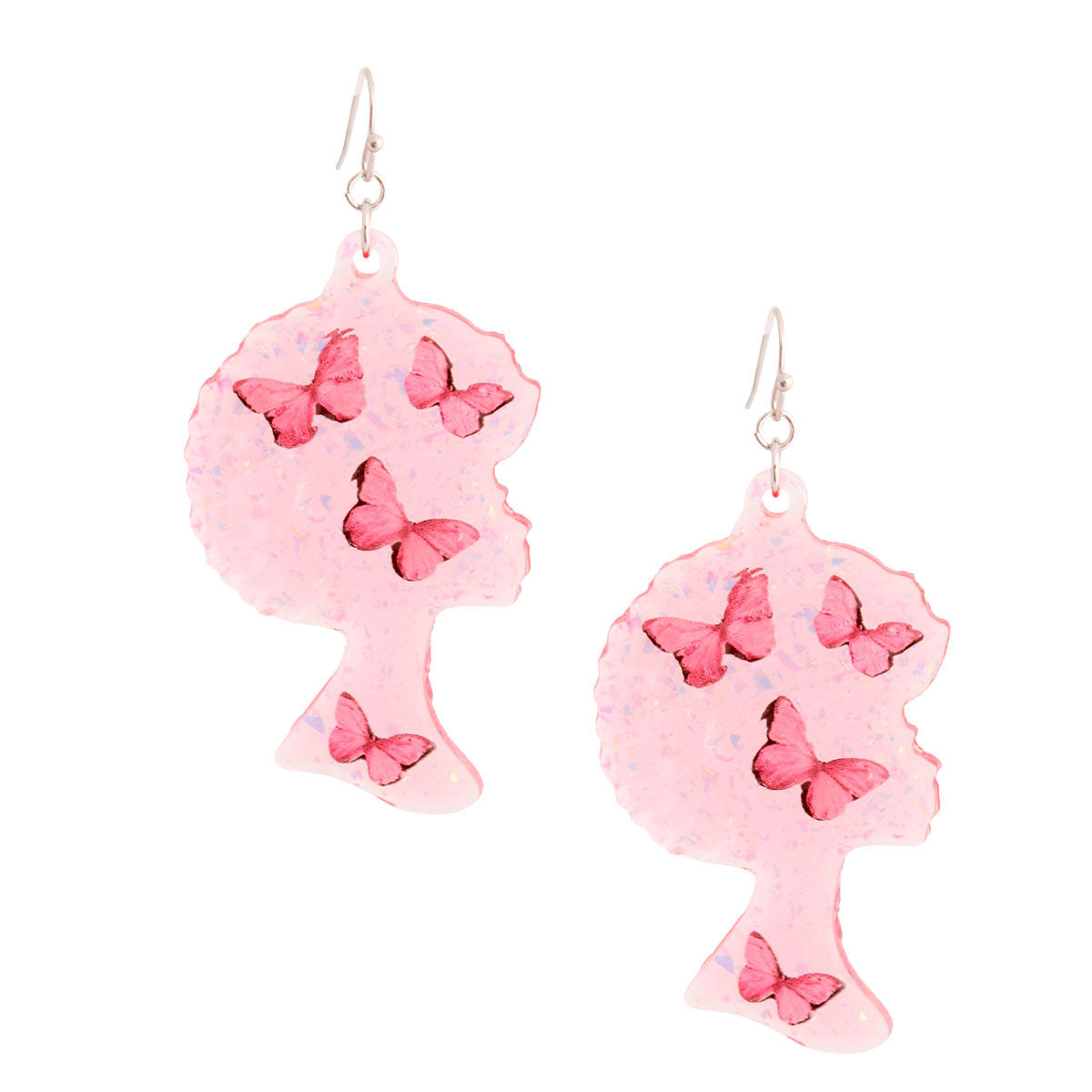 Pink Afro Butterfly Earrings