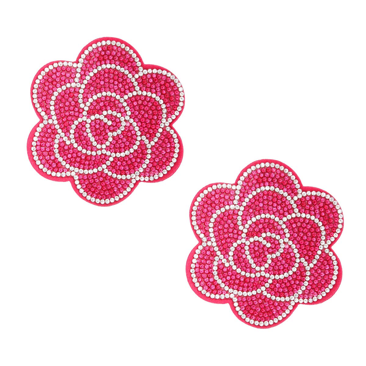 Large Fuchsia Flower Stone Studs