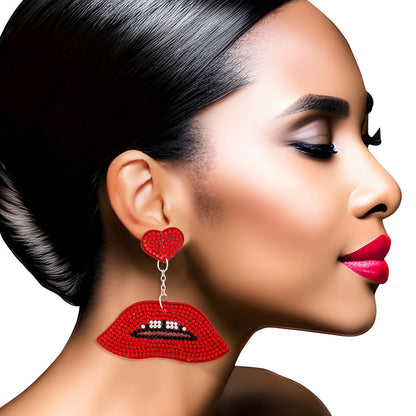 Red Lips Heart Earrings