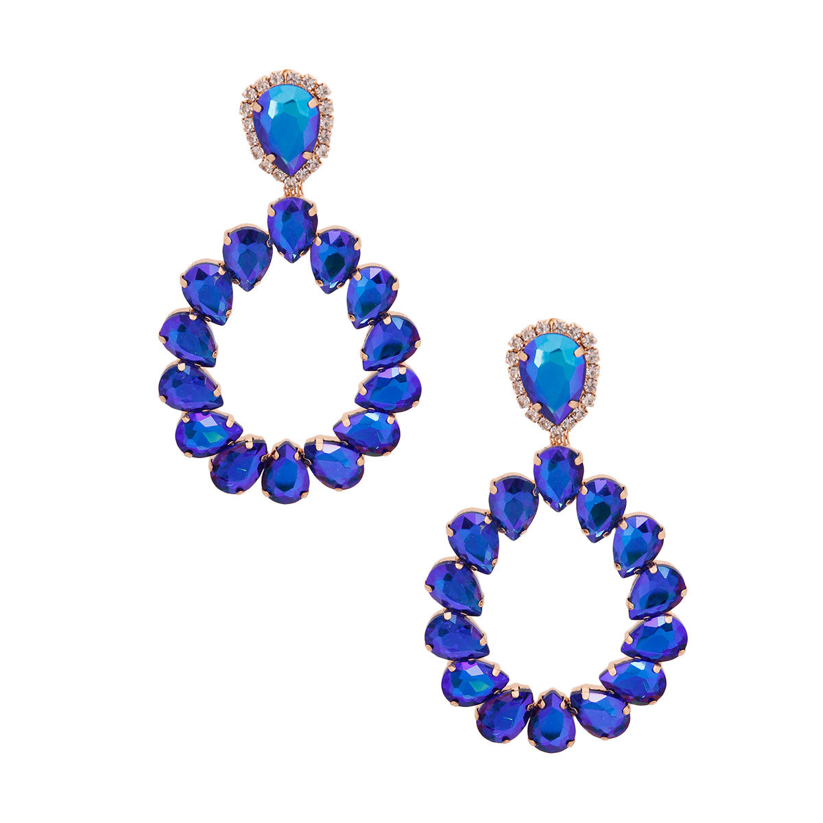 Brilliant Blue Crystal Teardrop Earrings