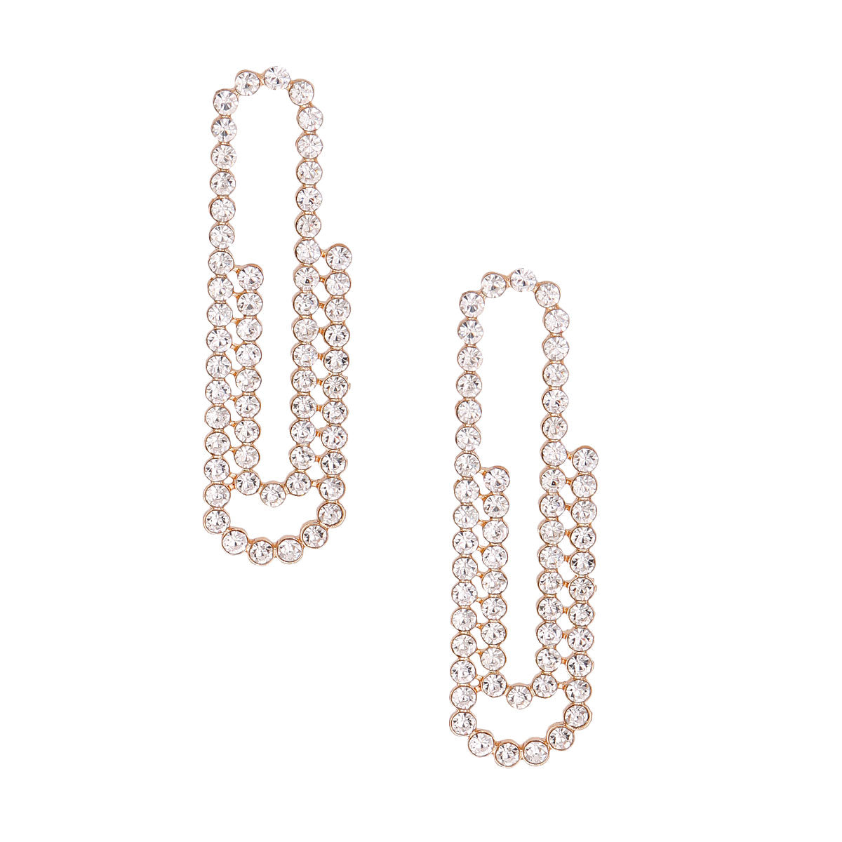 Gold Rhinestone Paperclip Studs