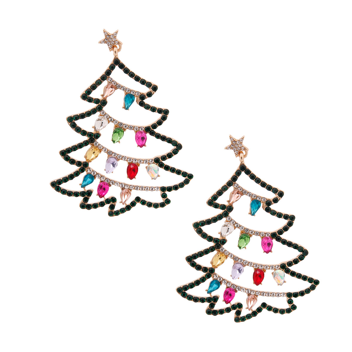 Gold Sparkle Christmas Tree Earrings