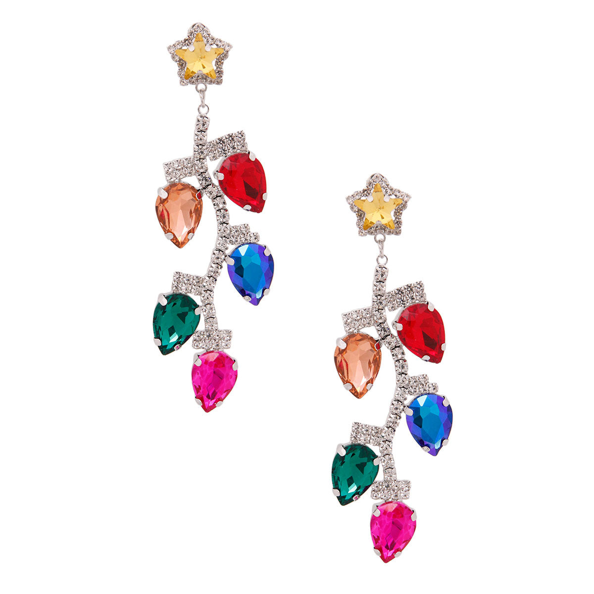 Silver Christmas Lights Earrings