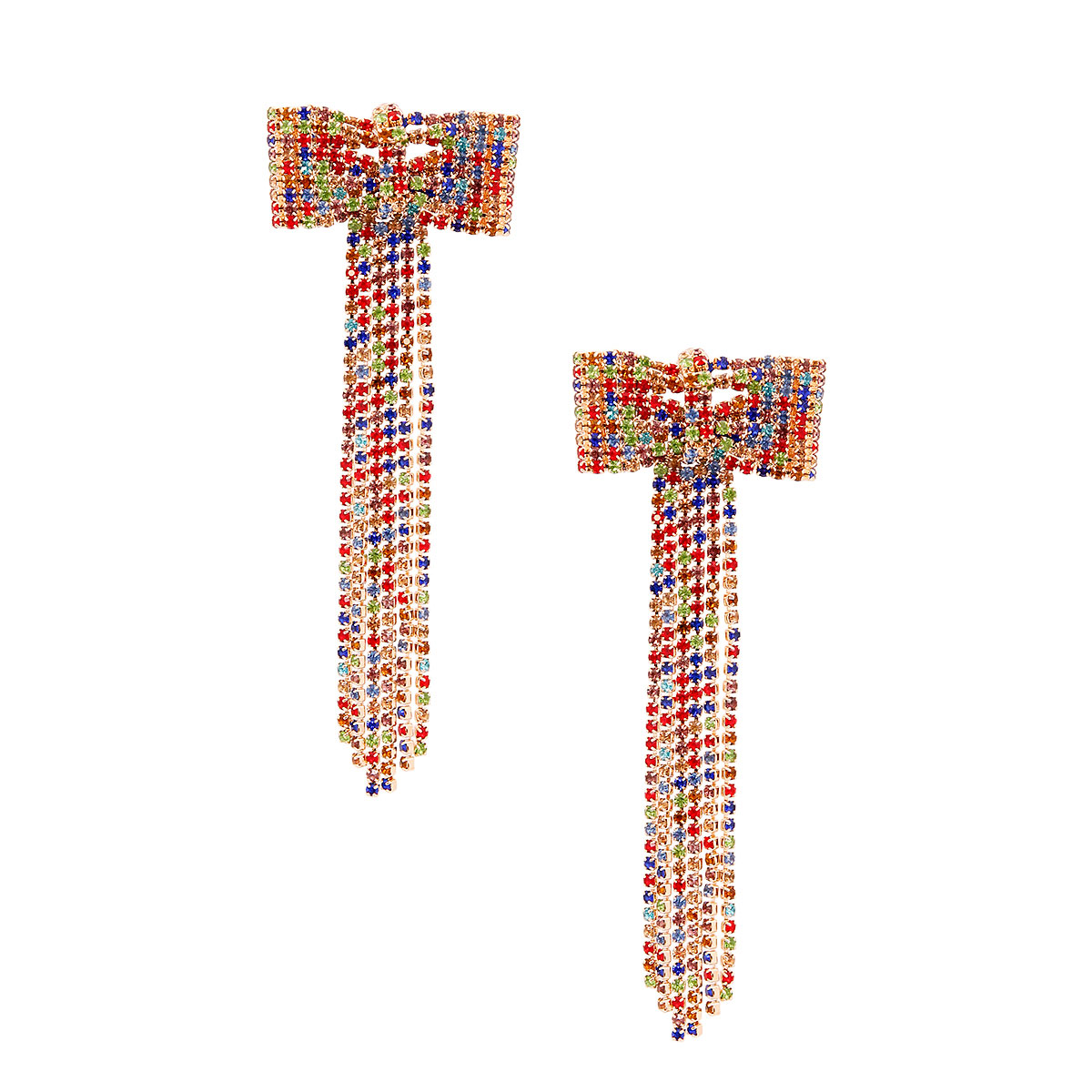 Multi Color Bow Fringe Earrings