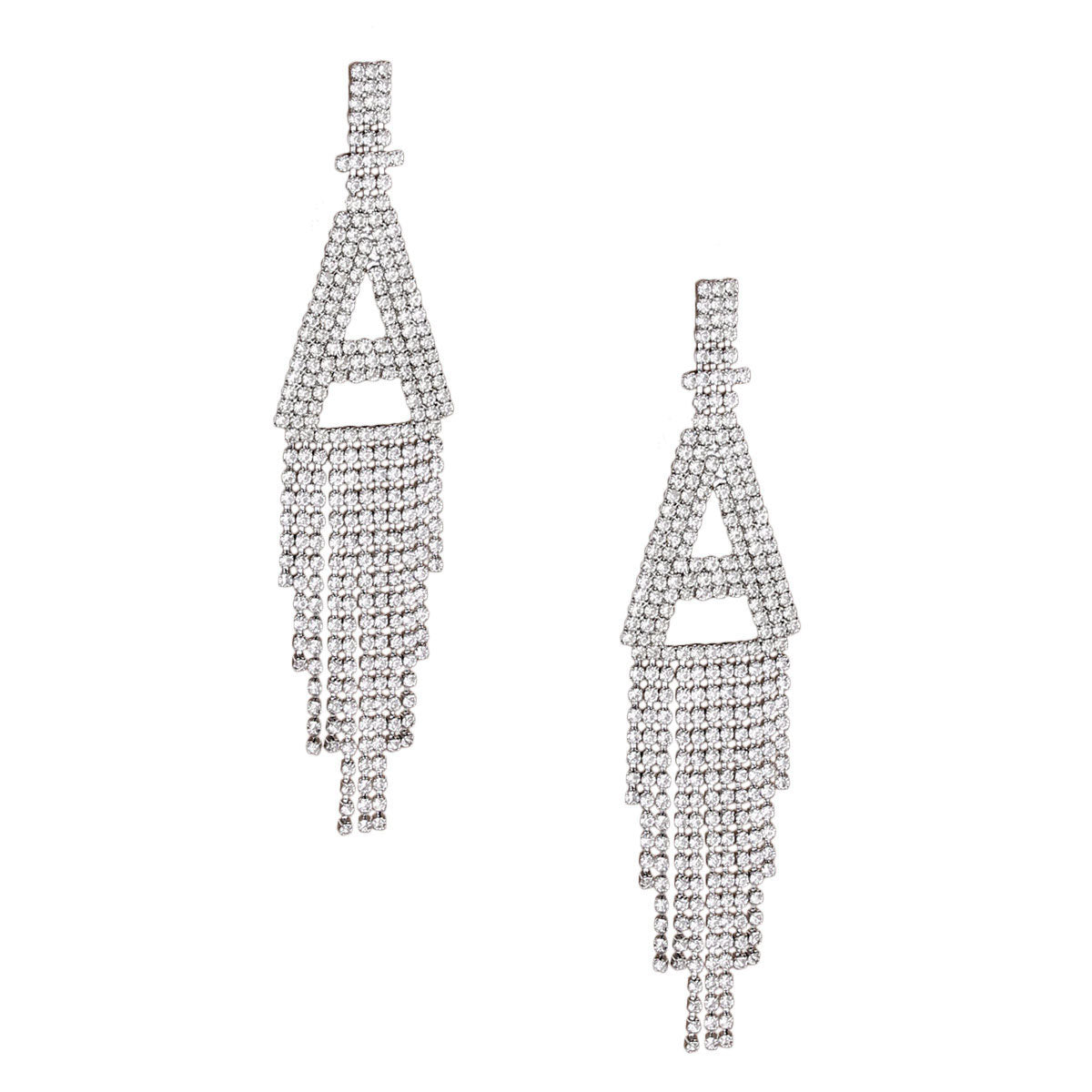 A Rhinestone Fringe Earrings