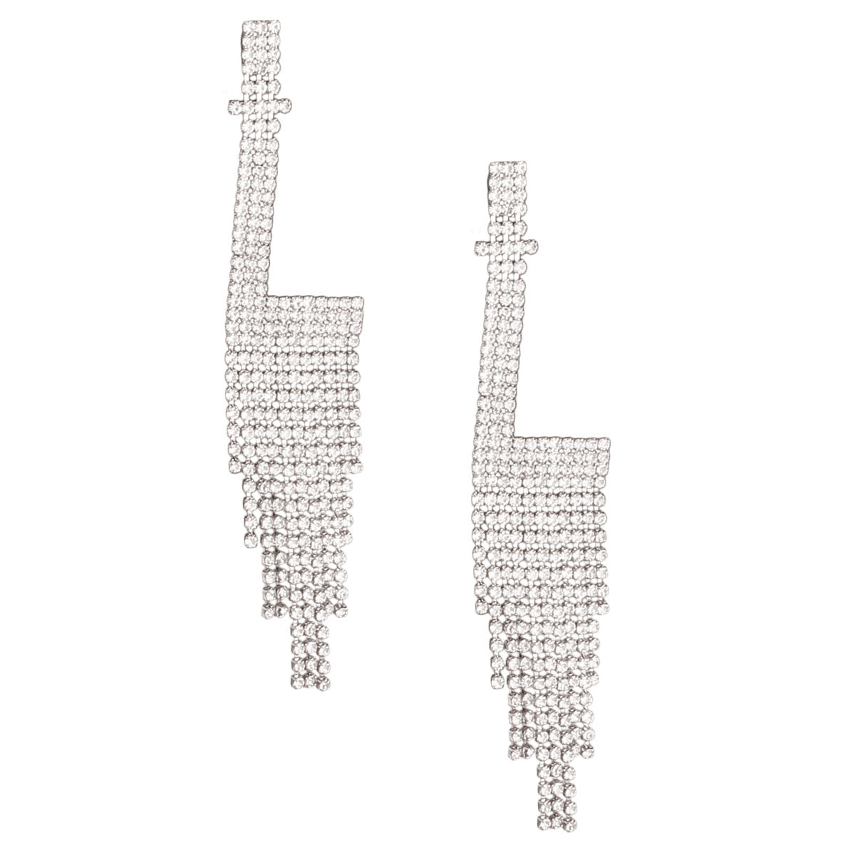 L Rhinestone Fringe Earrings