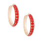 Gold Red Stone Claw Set Hoops