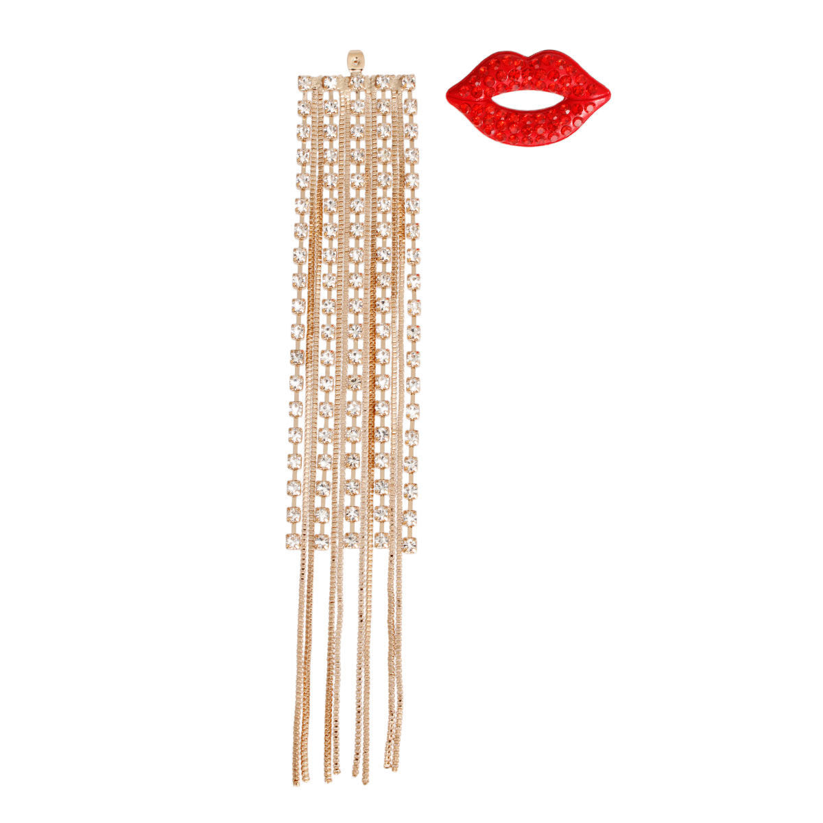 Lips Shoulder Duster Gold Earrings