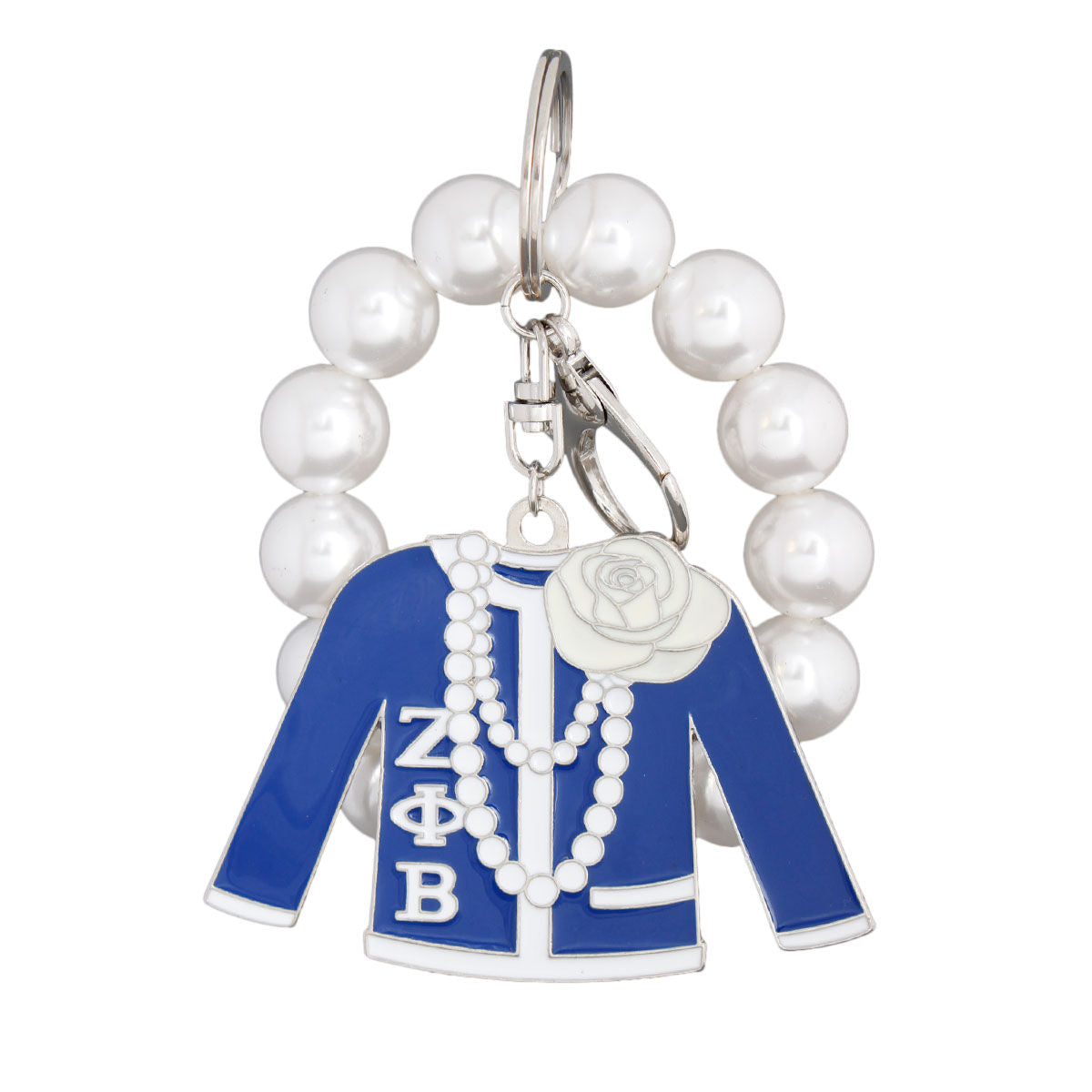 Blue and White Sorority Keychain