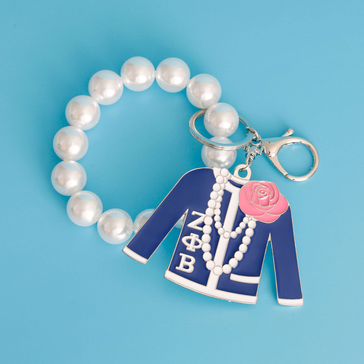 Blue White Sorority Keychain