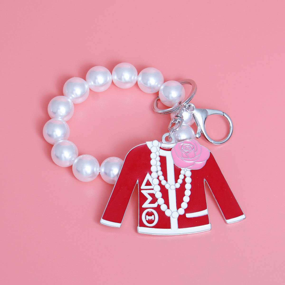 Red White Sorority Keychain