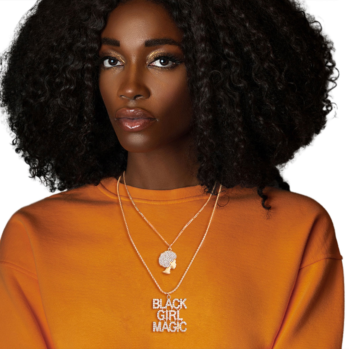 Gold Double Chain Black Girl Magic Necklace