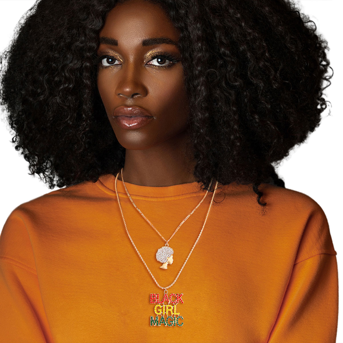 Multi Color Double Chain Black Girl Magic Necklace