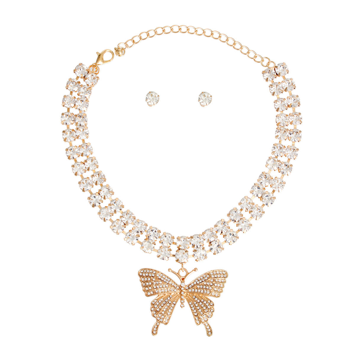 Gold 2 Row Butterfly Choker